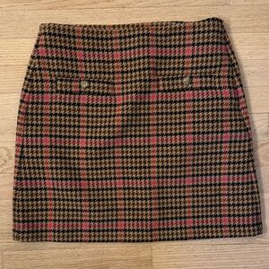 LOFT Checkered Pencil Skirt in Pink and Brown